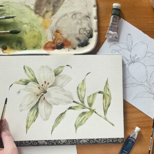 Clase Flor de Lirio con acuarelas